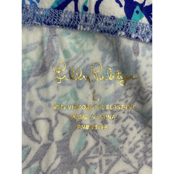 Lilly Pulitzer Blue Pink Paisley Straight Leg Pants Tie Waist Relaxed Stretch L - Picture 3 of 7